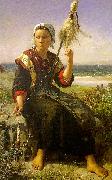 Jules Breton Brittany Girl Sweden oil painting reproduction